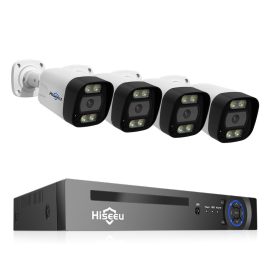 Coupon Hiseeu 8CH PoE Security CCTV Camera System Set Colorful Night Vision 2 way Audio APP Remote Monitoring H.265 AI Face Detection IP66 Waterproof Outdoors IP Camera NVR Set