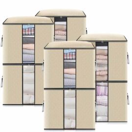 Coupon KING DO WAY 8 Packs 90L Large Storage Bags Clothes Storage Bins Foldable Closet Organizers Storage Containers with Durable Handle