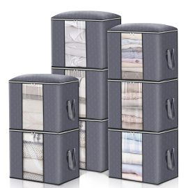Coupon KING DO WAY 8 Packs 90L Large Storage Bags Clothes Storage Bins Foldable Closet Organizers Storage Containers with Durable Handle.