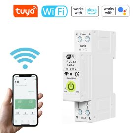 Coupon Tuya WiFi Intelligent Circuit Breaker ON OFF Timing Energy Meter Automatic Reclosing Protector with Metering and Prepaid Function Compatible with Alexa and Google Assistant for Voice Control