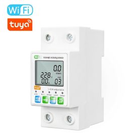 Coupon WiFi Intelligent Automatic Reclosing Protector Multifunctional Current Voltage Monitoring Meter LCD Display Switch Power Meter Protections Values Settable Mobilephone APP Control