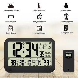 Coupon Wireless HD Large Display Indoor Outdoor Thermometer Weather Station With Senor Household Humidity Monitor Adjustable Backlight Weather Station Wall Clock