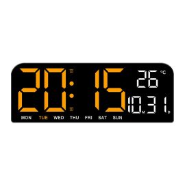 Coupon 9 Inch Large Digital Wall Clock Temperature Date Week Timing Countdown Light-sensing Table Clock 2 Alarm 12/24H LED Alarm Clock