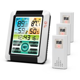 Coupon AGSIVO Weather Station Alarm Clock Wireless Indoor Outdoor Thermometer Sensor Digital Humidity Monitor with Atomic Clock Forecast Station with Calendar / Backlight / Snooze