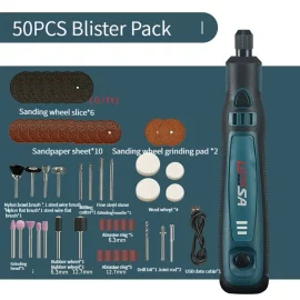 Coupon Engraving Pen Wireless Electric Grinder Set Rechargeable Mini Grinder Micro Rotary Tool Jade Carving 5000-10000-15000r/min – 50PCS Blister Pack