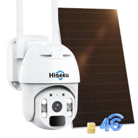 Coupon Hiseeu Wireless 4G LTE Cellular Security Camera PTZ Color Night Vision 2 Way Audio PIR Detection IP66 Waterproof 2K Solar Powered Outdoor Camera