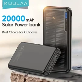 Coupon KUULAA Solar 20000mAh Portable Fast Charging Power Bank Outdoor USB PoverBank External Battery Charger for iPhone 14 13 12 11 Pro Max Xiaom
