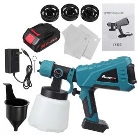 Coupon MUSTOOL 1500W 1000ML 1200ml/m EU/US Plug Brushed Motor Paint Sprayer – EU Plug with 2 Batteries & 1Chager