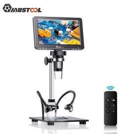 Coupon MUSTOOL DM9 Pro HDMI-compatible Digital Microscope w/eflect cover 7” IPS Screen Microscopes 1200X Entire Coin View 16MP Professional Soldering Microscopio