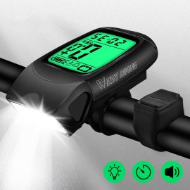 Coupon WEST BIKING 3 in 1 330Lm Brightness Bike Headlight 1200mAh Battery IP64 Waterproof 4 Light Modes Smart Speedometer with 100db Horn for Night Cycling