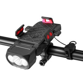 Coupon Xmund 4 in 1 500Lm Brightness Bike Headlight 3000mAh Battery IPX6 Waterproof 3 Light Modes 120° Rotation Power Bank Phone Holder with 130db Horn for Night Cycling