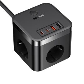 Coupon Baseus PowerCombo Cube Power Strip 30W 7-Port USB Charger 3AC+2USB-A+2USB-C Fast Charging Desktop Charging Station EU Plug for iPhone 15 14 13 for Huawei Mate60 Pro for Xiaomi 14pro for Samsung Galaxy S24
