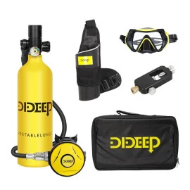 Coupon DIDEEP X4000Pro 1L Scuba Diving Tank Snorkel Equipment Leisure Outdoor Swimming Spare Oxygen Portable Capacity Use 10-20 Minute with Adapter Diving Goggles Strap Bag Handbag