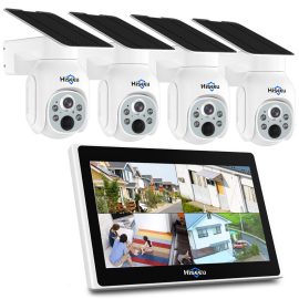 Coupon HISEEU WK-107-4TD403 4MP Wireless PTZ Camera with Solar Panel Night Vision PIR Detection APP Notification Audio Intercom IP66 Waterproof Outdoors WIFI Security Camera System EU Plug