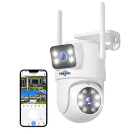 Coupon Hiseeu WS03 3MP+3MP 8X Digital Zoom Wifi Surveillance Camera Dual Lens Color Night Vision Human Detection 2 Way Talk IP65 Waterproof 2.4G or 5G Outdoors Wireless Security PTZ IP Cameras
