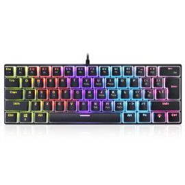 Coupon HXSJ L700 61Key Wired Mechanical Gaming Keyboard Blue Switch Pudding Keycaps RGB USB Wired 60% Layout Gaming Keyboard