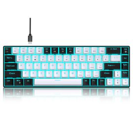Coupon HXSJ V800 68 Keys Wired Mechanical Gaming Keyboard Hot Swappable Blue Switch LED Backlit Type-C Ergonomics 65% Layout Gaming Keyboard