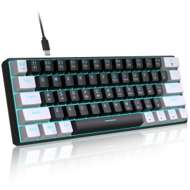 Coupon HXSJ V900WB 61 Keys Wired Mechanical Keyboard Cyan Switch RGB Light 60% Layout Gaming Keyboard for Home Office Gamer