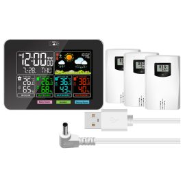 Coupon NicetyMeter 3 Way Weather Stations Wireless Indoor Outdoor Temperature Humidity VA Color Display Weather Forecast with 3 Extra Temperature Sensors