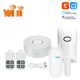 Coupon Tuya WiFi Anti-theft Alarm System Remote Control Arming Disarming SOS Powerful Horn Alarm for Home Safety Precaution System Alarm Kit