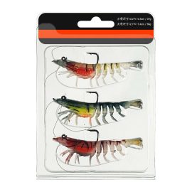Coupon 3Pcs 9cm/12g Fluorescent Shrimp Baits Soft Luminous Shrimp Fishing Lures with Hooks