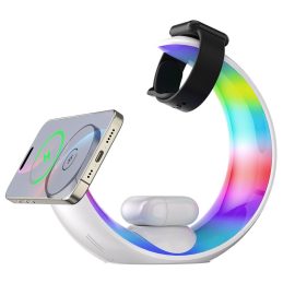 Coupon Bakeey 4 in 1 LED Lamp Magnetic Adsorption 15W Wireless Charger Holder with Night Light