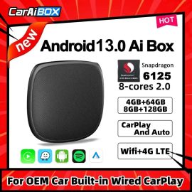 Coupon Car AI BOX CarPlay Ai Box 6125 8 Core 2.0 CPU Android 13.0 Wireless CarPlay Android auto For OEM Car Built in Wired CarPlay