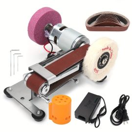 Coupon Electric Belt Sander Grinder Grinding Machine for Woodworking Mini Belt Sander and Knife Sharpener Dual Function Ideal for Woodworking Metal DIY Projects