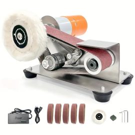 Coupon Electric Belt Sander Grinder Grinding Machine for Woodworking Mini Belt Sander and Knife Sharpener Dual Function Ideal for Woodworking Metal DIY Projects