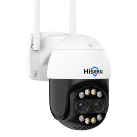 Coupon Hiseeu 4MP+4MP Dual Lens Wifi PTZ IP Camera 2.8+12mm 8X Zoom CCTV Video Surveillance Camera Color Night Vision Ai Human Cam
