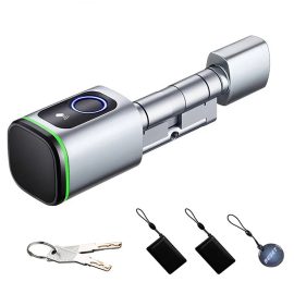 Coupon Tuya BLE Smart Electronic Door Lock DIY Cylinder Core Fingerprint APP Keys IC Card Unlock for Home Hotels Security Silver Color