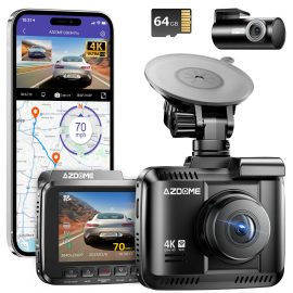 Coupon AZDOME GS63H Pro 2CH Dash Cam 4K with Super Night Vision 24H Parking Mode With 64G Memory Card Dual Dash Cam 4K+1080P Front Rear Cameras