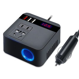 Coupon Car Inverter 150W 12V24V To 220V Power Supply Inverter Adapter with QC 3.0 USB Charger Fast Charging Black