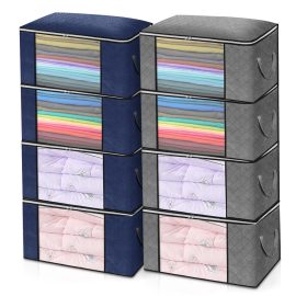 Coupon KING DO WAY 4 Pcs Clothes Storage Bags Ziped Underbed Wardrobe Closet Boxes Closet Organizer Home Outdoor Travel