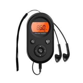 Coupon Mini Portable AM FM Radio Rechargeable Pocket Radio with Soft Orange Backlight Sleep Timer Setting Support 3.5mm Earphone