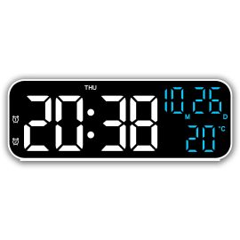 Coupon Multifunctional LED Clock 12/24H Digital Wall Alarm Clock LED Temperature Date Display Week Night Mode Table Clock Minimalist