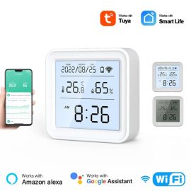Coupon Smart WiFi Hygrometer Thermometer Sensor Indoor Temperature Humidity Monitor Works with Alexa Google Home High Accuracy Remote Control App Sync Time Display