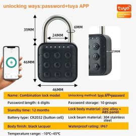 Coupon Tuya Smart Fingerprint Door Lock Button Cabinet Lock Gym Wardrobe Door Password Padlock Electronic Door Lock IP67 Waterproof for Warehouse Dormitory Doors