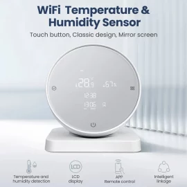 Coupon Tuya WiFi Smart Temperature and Humidity Sensor LCD Display Battery Powered Smart Home Thermometer Hygrometer Security Sensor Work With Alexa Google Home