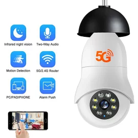 Coupon WiFi iP Bulb Camera with Lamp Holder 5G 1080P Wireless Night Vision Color Motion Detection Two-way Audio AP Hotspot Video Playback Home Security Camera