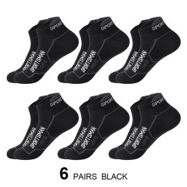 Coupon 6 Pairs High Quality Men’s Sports Socks Men Non Slip Athletic Short Socks Comfy Cotton Socks Breathable Run Ankle Socks