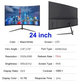 Coupon FYHXele 24/27 Inch Curved 75Hz Monitor Gaming MVA FHD 1080P Computer Display 2800R HDMI/VGA DCR Eye Protect VESA 100*100 2ms Response