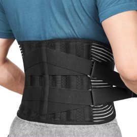 Coupon KALOAD Breathable Back Support Belt for Lower Back Pain Relief with 6 Stays for Men and Women Work Lumbar Support