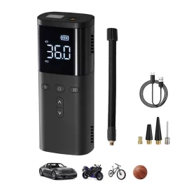 Coupon Portable Car Air Pump 5 Modes 60W Tire Inflator Power Bamk For Car Motorcycle Bicycle Ball with LED Light Digital Display