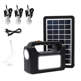 Coupon Portable Generator LED Flashlight with Solar Panels Handheld LED Lighting Energy Saving Solar Light with 3 External Light Bulbs 4000mAH Rechargeable Battery 2 Charging Modes for Home Outdoors Camping Fishing