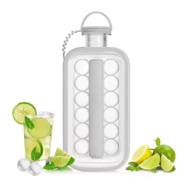 Coupon Portable Ice Hockey Pot 2 In 1 Water Bottle Ice Ball Machine Bottle Reusable Round Ice Cube Molds For Whiskey Juice Cocktails Kitchen Bar Ice Tools