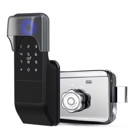 Coupon Tuya WiFi Fingerprint Gate Lock Outdoor TTlock Smart Door Lock with Digital IC Card Rim Lock for Home Garden Security
