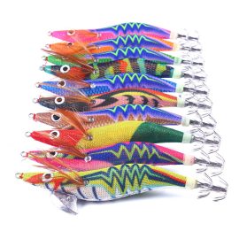 Coupon ZANLURE 10pcs Luminous Wooden Shrimp Fishing Lures Artificial Squid Hook Hard Bait for Octopus Cuttlefish