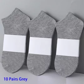 Coupon 10 Pairs Men Boat Socks Invisible Low Cut Silicone Non-slip Summer No-show Ankle Socks Solid Color Casual Breathable