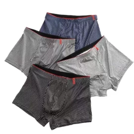 Coupon 4pcs Men’s Underwear Sports Boxers, Casual Striped Boxer Trunks, Breathable Comfy High Stretch Boxer Panties